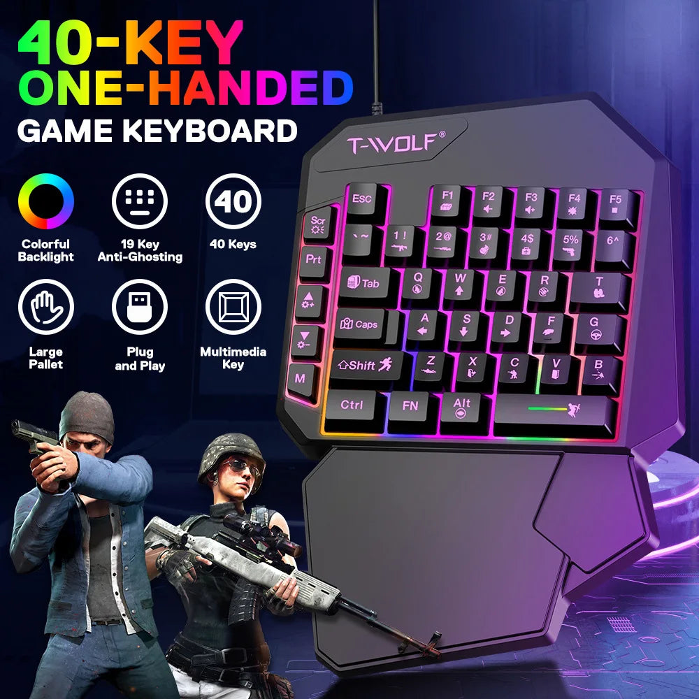 Kit Mobilador Gamer Gaming-Kit Tastatur Maus Mobile-Games-Konverter 3-in-1-Combo Einhand-Tastatur für PUBG Mobile Games TF900