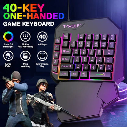 Kit Mobilador Gamer Gaming-Kit Tastatur Maus Mobile-Games-Konverter 3-in-1-Combo Einhand-Tastatur für PUBG Mobile Games TF900