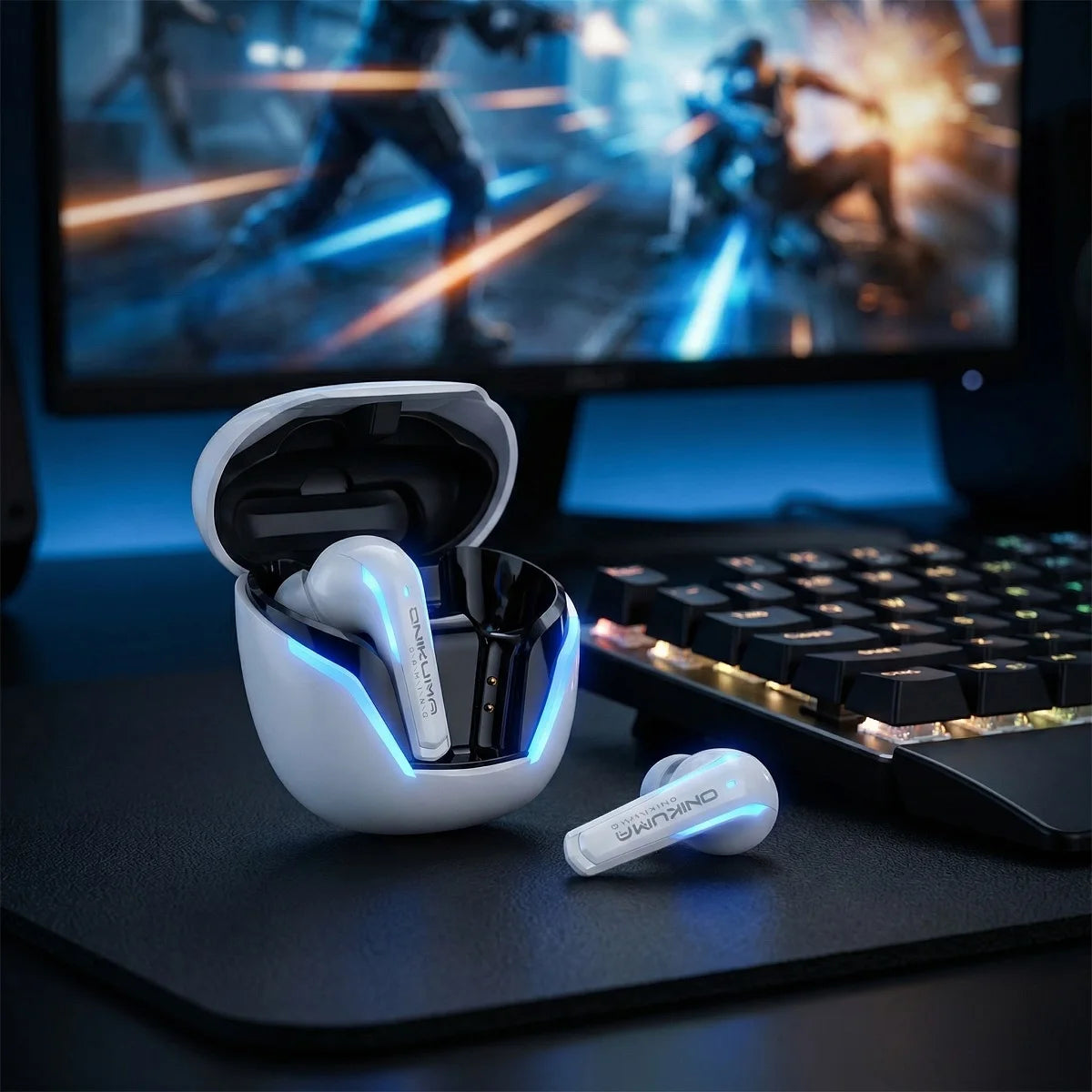ONIKUMA T27 Wireless Earbuds Dual-mode Headset Independent Connection  with Touch Control 2.4Ghz Low Latency Stereo Bluetooth