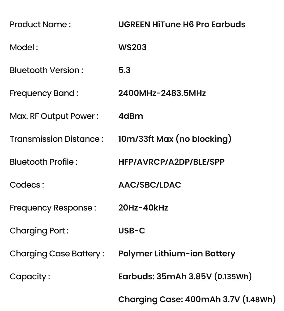 UGREEN ANC Semi-Open TWS Bluetooth 5.3 Earbuds – Adaptive Noise Cancelling LDAC Hi-Res Audio Wireless Earphones with Charging Case