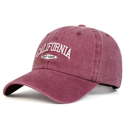 Cappellini da baseball unisex CALIFORNIA con ricamo di lettere, lavabili, per primavera e autunno, da esterno, casual, regolabili, con protezione solare