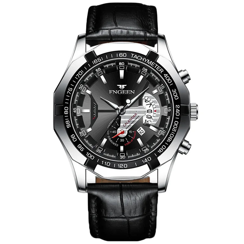 BINBOND luxury quartz wristwatch for men, luminous, water-resistant, automatic date, stainless steel