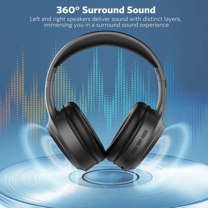MeeGoo Bluetooth 5.4 Wireless Headphones Foldable Stereo Headset with Super Bass, ANC Noise Reduction Mic, Waterproof Design for Laptop PC TV