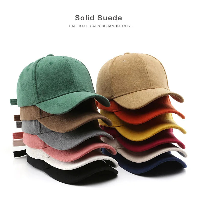 Afslappede baseballkasketter til kvinder og mænd – modekasketter i ruskind til efterår og vinter – udendørs solkasketter – snapback-kasketter – unisex-kasketter i ensfarvet design – hiphop-kasketter