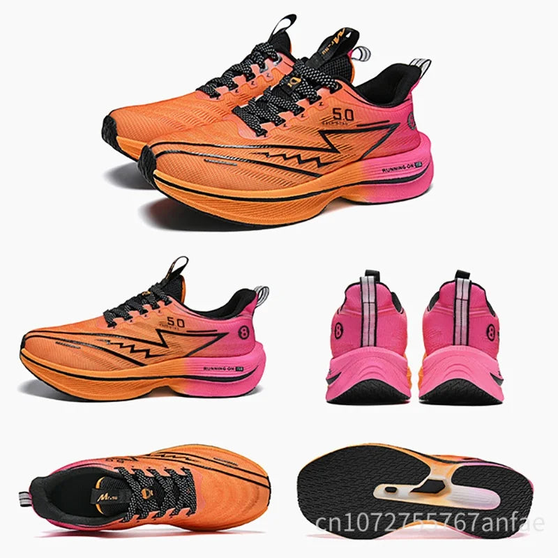 Men's Running Shoes Carbon Board Light Ultra Cushion Breathable Marathon Shock Absorption Support Sneaker Woman Comfy Sport Shoe