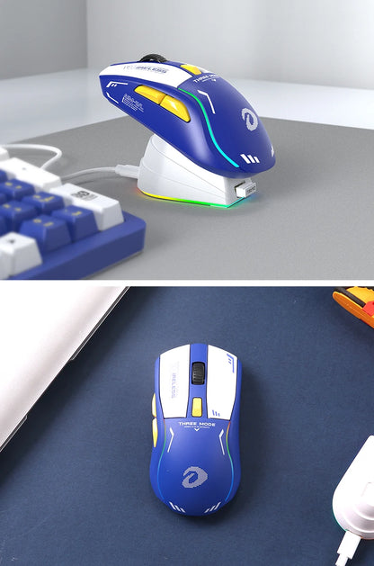 DAREU A950 Tri-Mode Wireless Gaming Mouse with Charging Dock, Bluetooth, 2.4G & Wired RGB Gaming Mouse, 12000 DPI Ergonomic Gaming Mouse for PC & Laptop