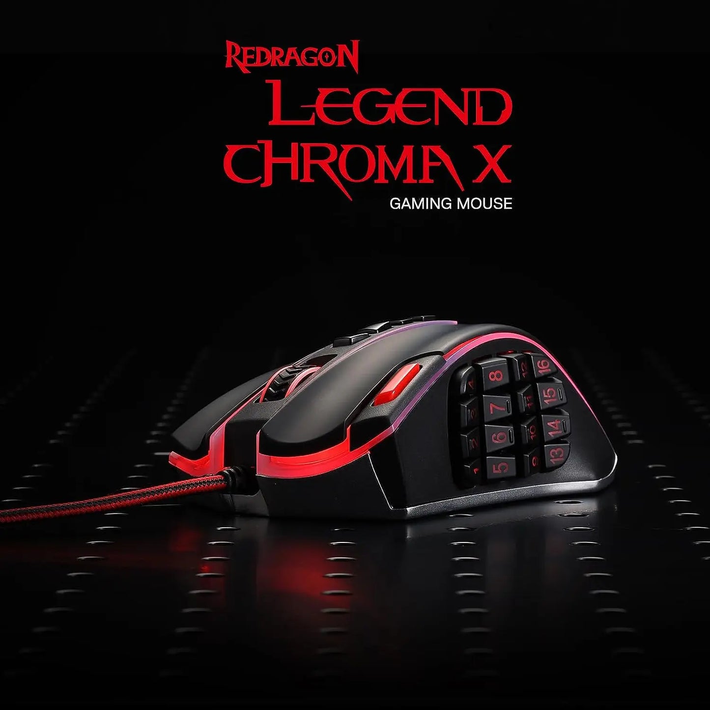 Herná myš Redragon M990 MMO, 32000 DPI, vysoko presná káblová RGB myš pre hráčov s 23 programovateľnými tlačidlami, 16 bočnými makro klávesmi