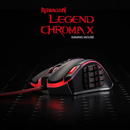 Herná myš Redragon M990 MMO, 32000 DPI, vysoko presná káblová RGB myš pre hráčov s 23 programovateľnými tlačidlami, 16 bočnými makro klávesmi