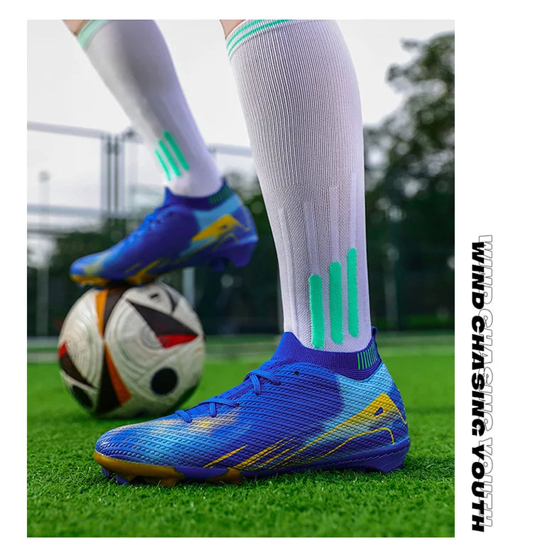 Scarpe da calcio professionali da uomo per attività all'aperto con suola in gomma, scarpe da allenamento resistenti e comode per adulti e adolescenti, scarpe da calcio antiscivolo