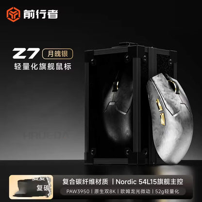 EWEADN Z7 Carbon Fiber Wireless Gaming Mouse, PAW3950 8K Lightweight Ergonomic Esports Mouse for FPS PC, Dual Wireless Gaming Mouse