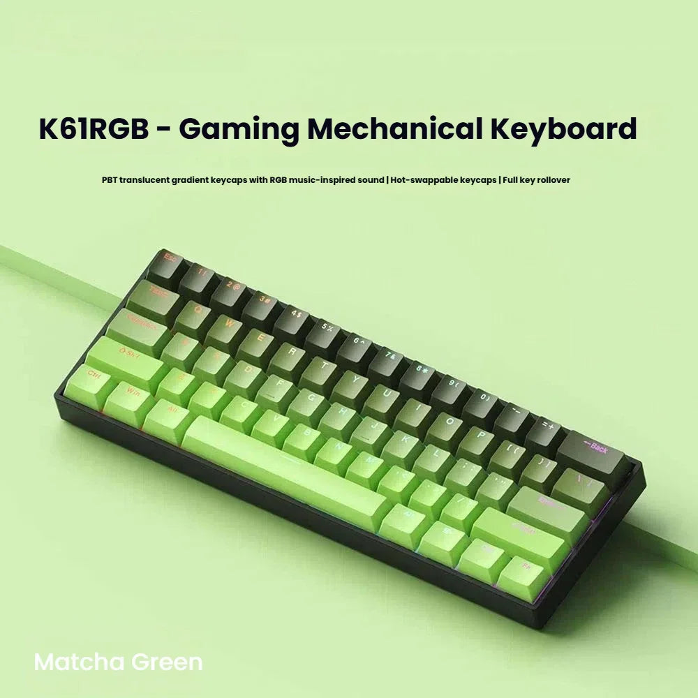 K61 USB Mini Mechanical Gaming Wired Keyboard Hot-Swappable Mechanical Keyboard Detachable Cable
