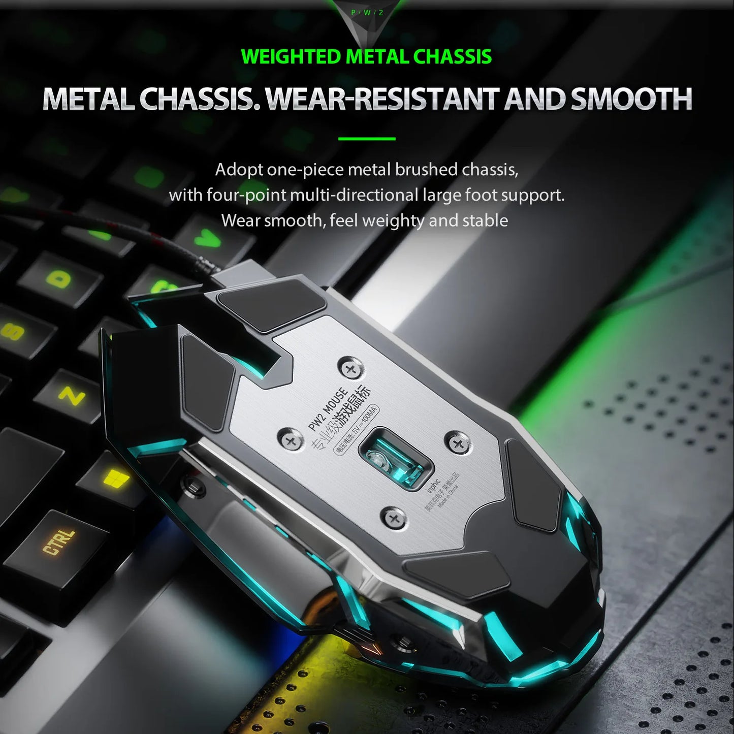 INPHIC W2 Gaming Mouse 8800 DPI Wired USB Optical Mouse with 6 Programmable Buttons, Silent Click, Ergonomic Design & RGB Breathing Light