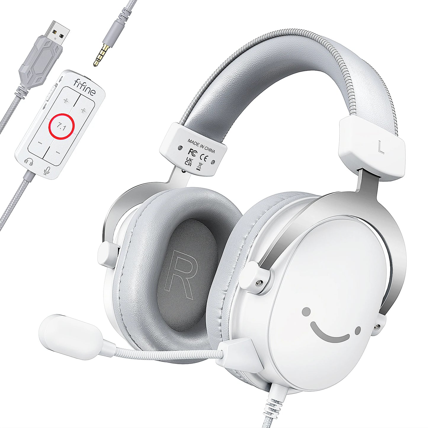 FIFINE Headset,3.5 mm jack&USB Headphone with 7.1 Surround Sound/volum control/Mute switch for PC/MAC/PS4/PS5 Mixer-H9