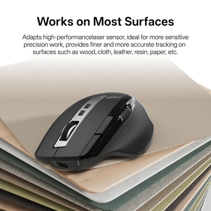 Rapoo MT710L Multi-Mode Rechargeable Wireless Mouse, Bluetooth Wireless Mouse with 4000 DPI, Ergonomic Multi-Device Mouse for Up to 4 Devices