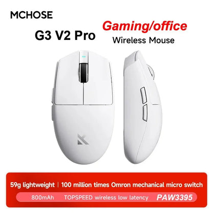 MCHOSE G3 V2 Pro Wireless Gaming Mouse PAW3395, Ultra-Lightweight Tri-Mode Bluetooth Gaming Mouse for Esports, Office & Professional Gaming
