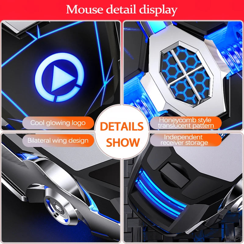 UTHAI A7 Rechargeable Wireless Bluetooth Mouse, Silent Ergonomic Wireless Mouse with RGB Light, 2.4GHz Gaming & Office Mouse
