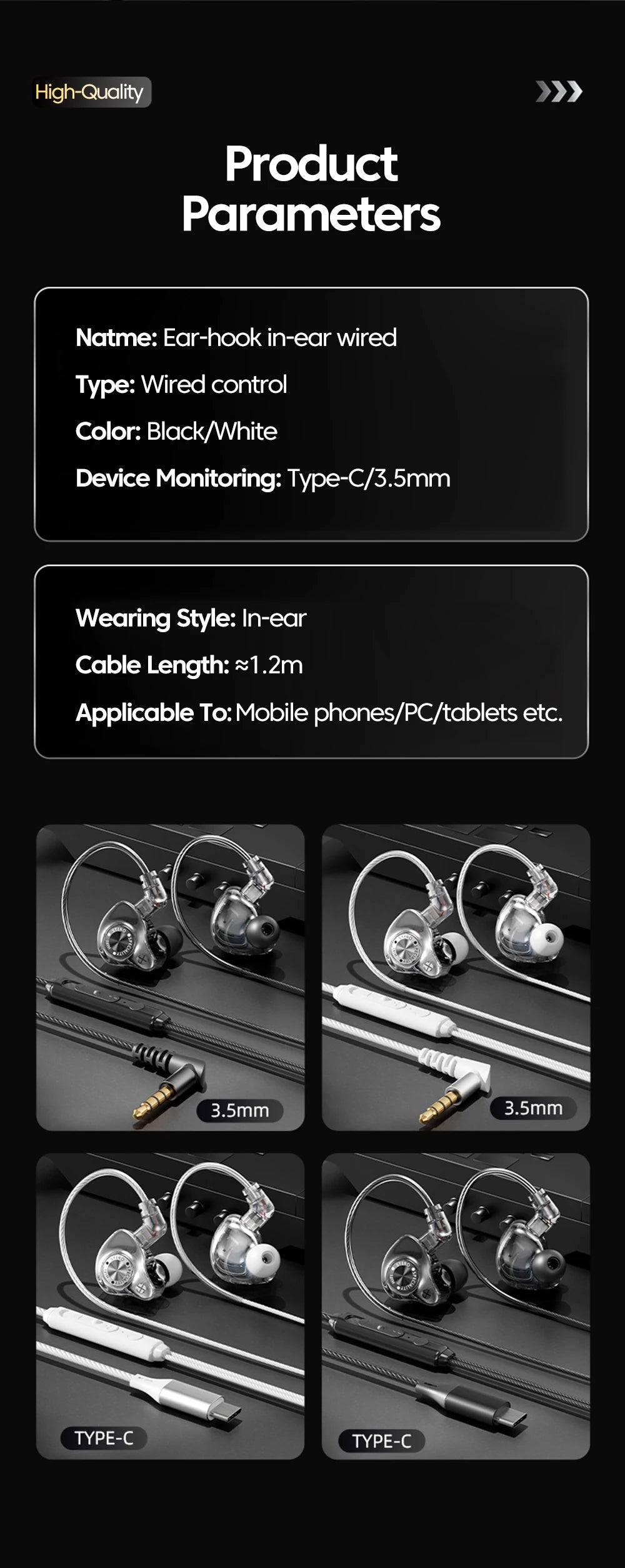 Original 15D Super Bass In-Ear Headphones with Mic – Type-C & 3.5mm AUX Wired Gaming Earphones, Noise Cancelling HiFi Deep Bass Headset for iPhone & Android