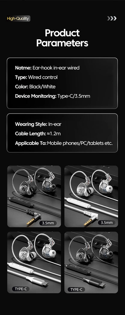 Original 15D Super Bass In-Ear Headphones with Mic – Type-C & 3.5mm AUX Wired Gaming Earphones, Noise Cancelling HiFi Deep Bass Headset for iPhone & Android