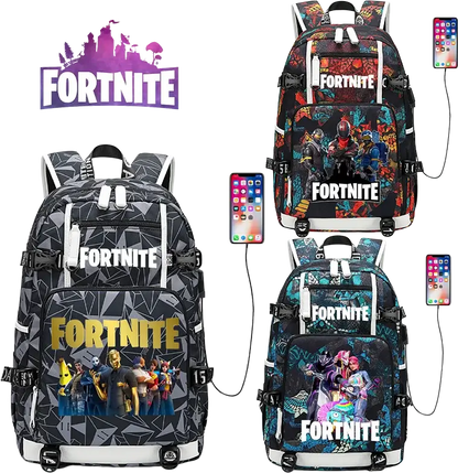 Zaino scolastico Fortnite con stampa gaming per ragazzi e ragazze, grande capacità, impermeabile, leggero e resistente, regalo di compleanno
