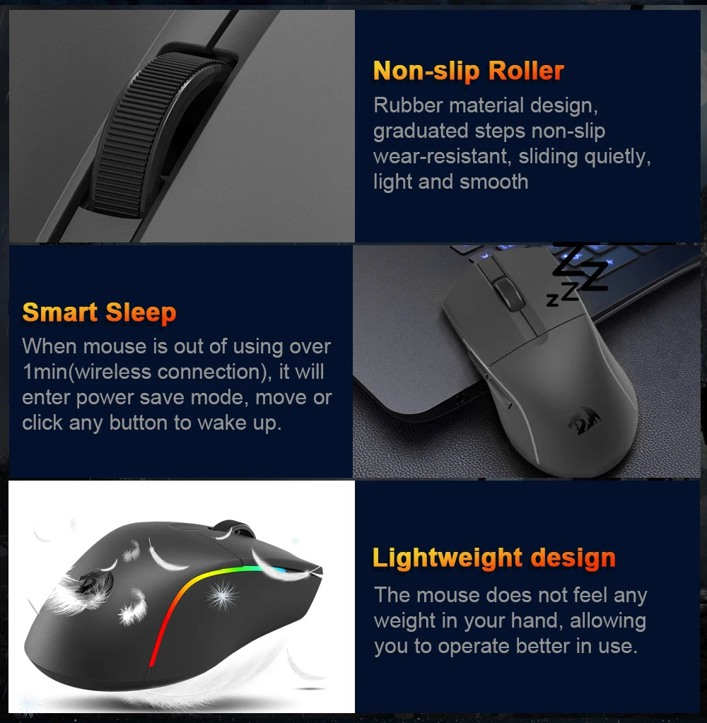 REDRAGON DEICIDE M816 PRO RGB USB Bluetooth-tuki 2.4G Langaton pelihiiri 26000 DPI 6 painiketta pelaajalle Langalliset hiiret tietokoneelle