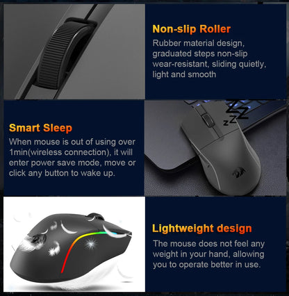 REDRAGON DEICIDE M816 PRO RGB USB Bluetooth-tuki 2.4G Langaton pelihiiri 26000 DPI 6 painiketta pelaajalle Langalliset hiiret tietokoneelle