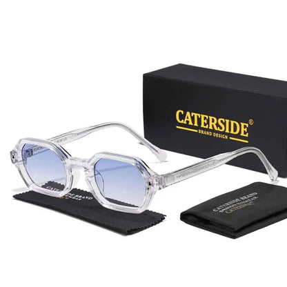 CATERSIDE Polygon Sunglasses Fashion Men Small Frame Gradient Lens Sun Glasses for Summer Beach Party Ideal Choice for Gifts