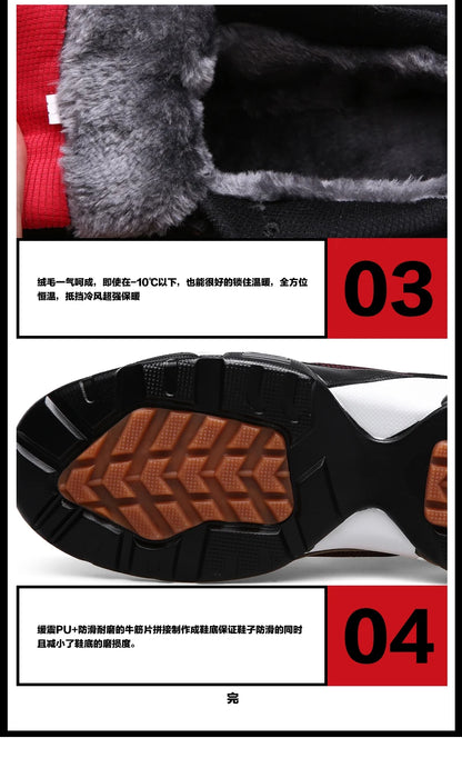 Herresnøstøvler, vintervarme, par, casual sneakers, mode, læder, udendørs, sport, løb, tennis, herre, skridsikre, store størrelser, 48, træningssko