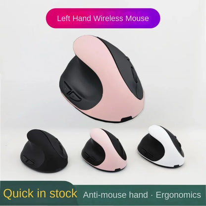 YANFU BNKJ5 Left Hand Wireless Ergonomic Mouse, 2.4G Bluetooth Ergonomic Mouse with Adjustable DPI, Silent Optical Office Mouse for Left-Handed Users