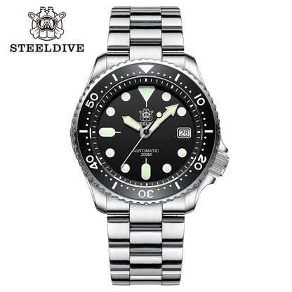 Mechanical Watch For Men STEELDIVE SD1973 Japan NH35 Automatic Movement Ceramic Bezel 200M Waterproof Classic Dive Small Abalone