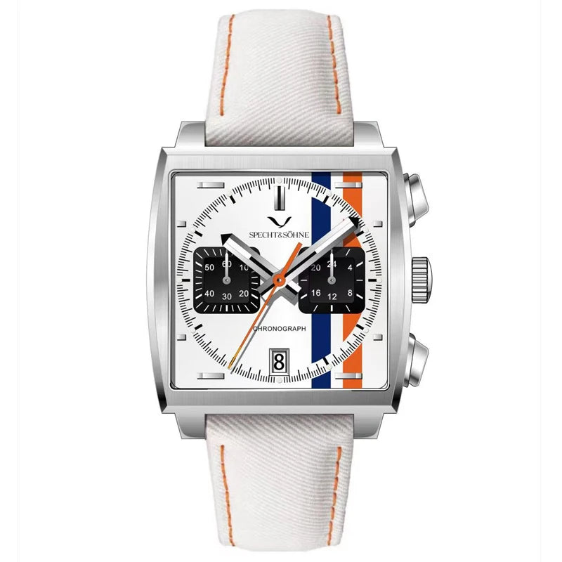 Specht&Sohne New Arrivals Japan VK64 Chronograph Men Quartz Watch 316L Stainless Steel Leather Strap Luminous Waterproof 30M