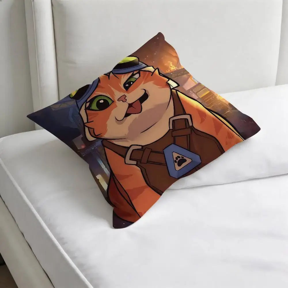 Capa de Almofada Quadrada Jetpack Cat O-Overwatch Gaming, Macia e Decorativa, para Sofá e Cama em Casa