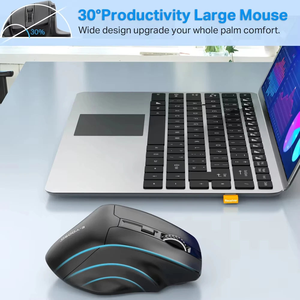 E-YOOSO X-31 Wireless Mouse 2.4G Ergonomic Mouse, 4800 DPI Optical Gaming & Office Mouse for PC, Laptop, MacBook & Notebook