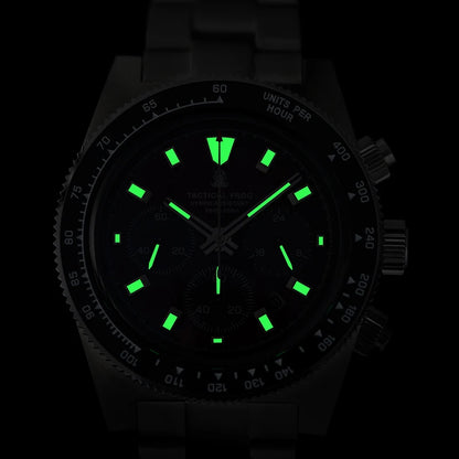 Tactical Frog V2 Solar Chronograph Men Watch Sapphire Crystal Mirror Ceramic Bezel VS75A Eco-Drive Quartz 20Bar Waterproof Watch