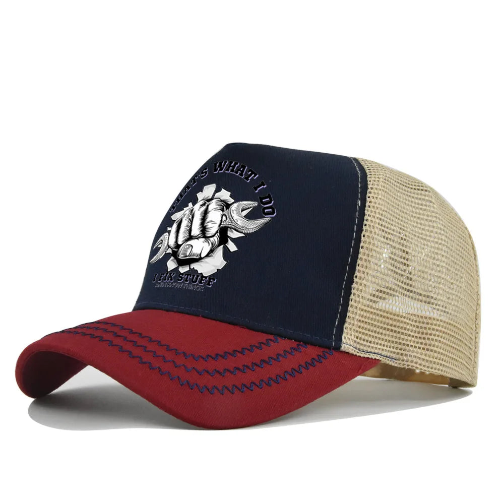 Modebaseballkasket i printet, åndbart net til forår/sommer – Gorras med personligt logo til mænd, kvinder og par – Visirhat, casquette