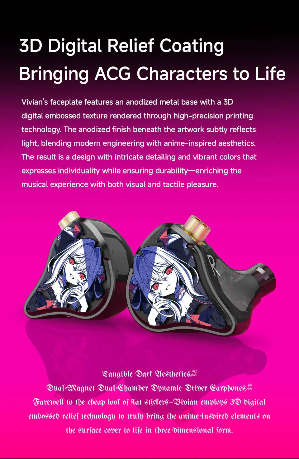 CVJ Vivian HiFi In Ear Earphones with 10mm Dynamic Driver, Wired Gaming Earphones, Detachable 0.78mm Cable, High Fidelity Sound Quality Earbuds