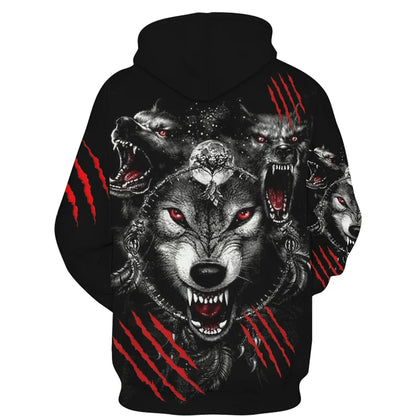 Sweat à capuz com fecho e estampado 3D de lobo, estilo streetwear, para homem/mulher, casaco com capuz unissexo casual hip-hop