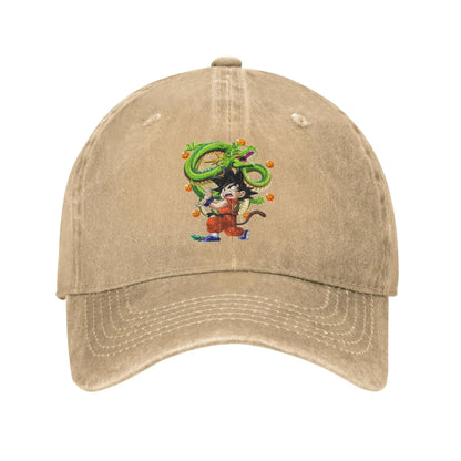 Retro Kamehameha Kid Goku Anime Baseball Caps Unisex Distressed Cotton Headwear Dragon Ball Outdoor Workouts Gift Hats Cap, produit gaming premium Fraquane