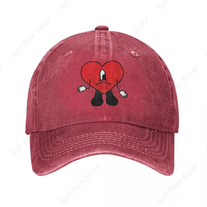 Cappellino da baseball in denim Bad Bunny con chiusura a scatto per uomo - Cappellino musicale "Un Verano Sin Ti" - Estate/Autunno - Stile vintage