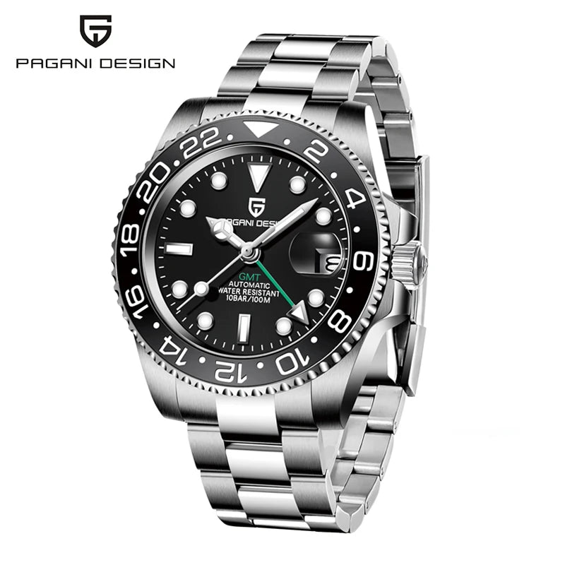 PAGANI DESIGN 40MM GMT Watches for Men Luxury Sapphire AR Mechanical Watch Ceramic Bezel Automatic 100M Waterproof Gift watch