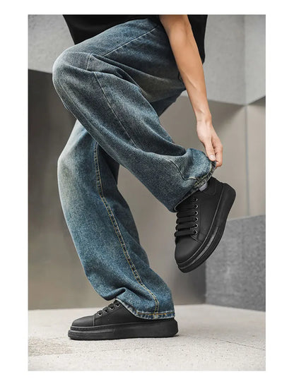 White Minimalist Sneakers For Men Comfy Leather Casual Sneakers Man Platform Skateboard Shoes Outdoor Low-cut Men's Sports Shoes
