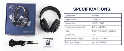 Linsoul Kiwi Ears Ellipse Studio-Grade Open-Back Dynamic Driver Headphones with Detachable Cable, Hi-Fi Bass Over-Ear Wired Headset