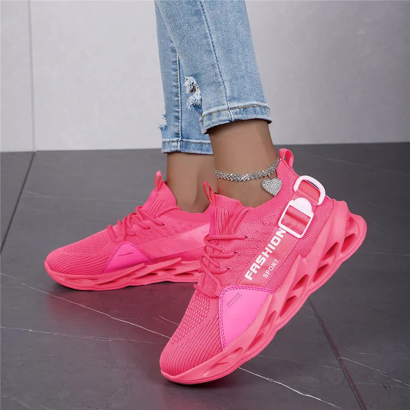 Modische lila Freizeit-Sneaker für Damen und Herren, Blade-Laufschuhe, große Größe 48, leichte, atmungsaktive Sportschuhe für Herren, Mesh-Sneaker