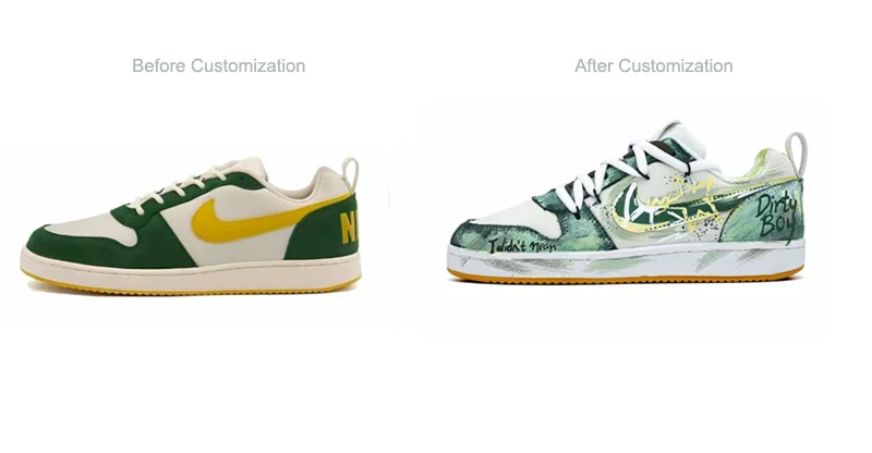 Spersonalizowane trampki Nike Court Borough PRM „Party Star” – spersonalizowane, dekonstruowane buty skateboardowe z niską cholewką i motywem graffiti dla mężczyzn