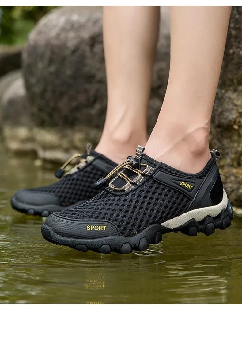 Chaussures de sport en maille pour homme, été : chaussures de mode pour l'alpinisme, respirantes, légères, antidérapantes, pour le plein air, les voyages, la course à pied et le quotidien