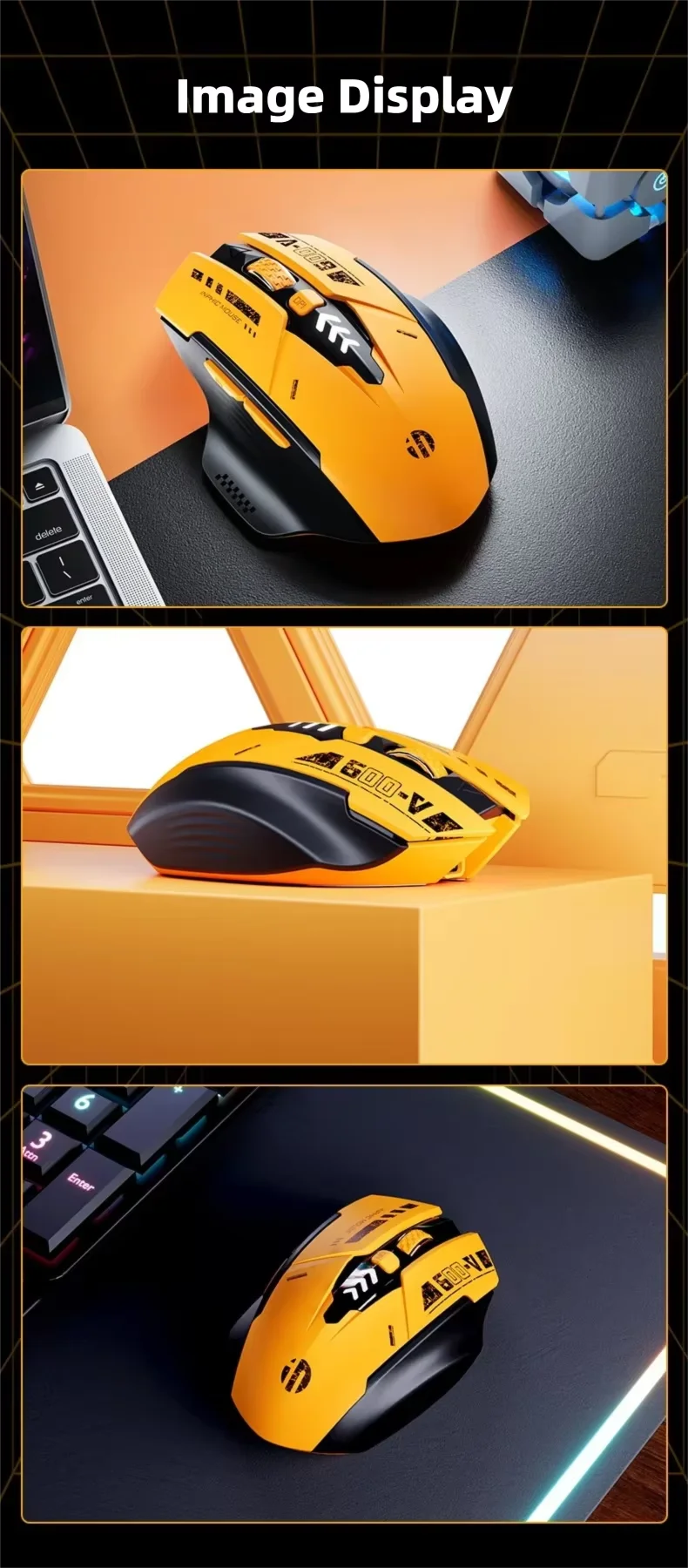 Inphic A9 V2 Wireless Gaming Mouse – 12800 DPI Rechargeable Ergonomic Mouse