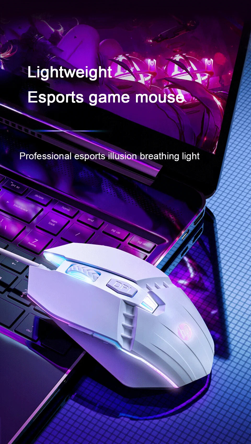 HP M1 Wired Gaming Mouse White Light Emitting Esports Mouse USB Gaming Office Desktop Laptop