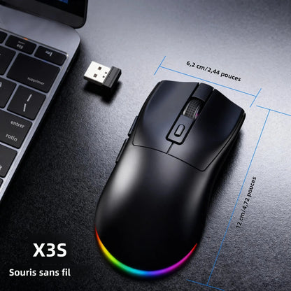 Dual-Mode Wireless Mouse with Magnetic Charging Dock, RGB Backlit Bluetooth & 2.4G Wireless Mouse, Rechargeable Ergonomic Mouse with Adjustable 1600 DPI