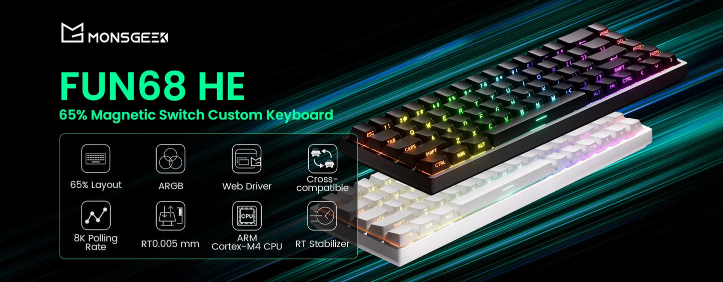 Akko MonsGeek FUN68 FUN60 PRO&MAX HE Magnetische Tastatur 60% 65% Gaming-Tastaturen Rapid Trigger 8K Custom Keyboard Gamer Esports