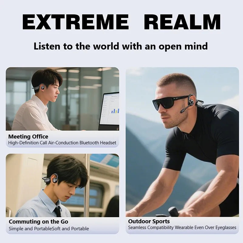 Open-Ear Bluetooth Headset with Noise-Reducing Boom Microphone, Wireless Office Headset for Call Center, Truck Drivers, Remote Work & Business Calls