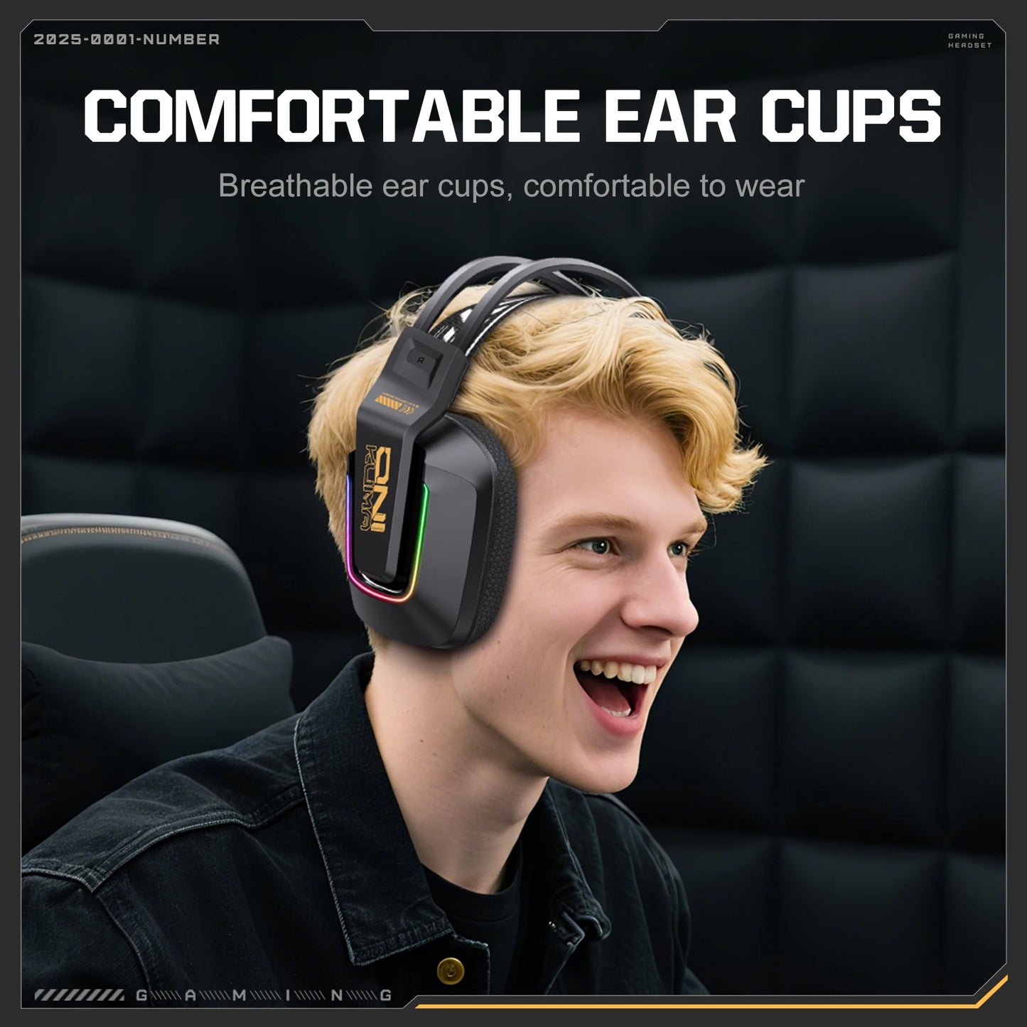 ONIKUMA GT828 Wireless Gaming Headset Bluetooth 5.3 RGB Headphones with Mic, Noise Cancelling, 4-Mode Connection for PC, PS5 & Laptop
